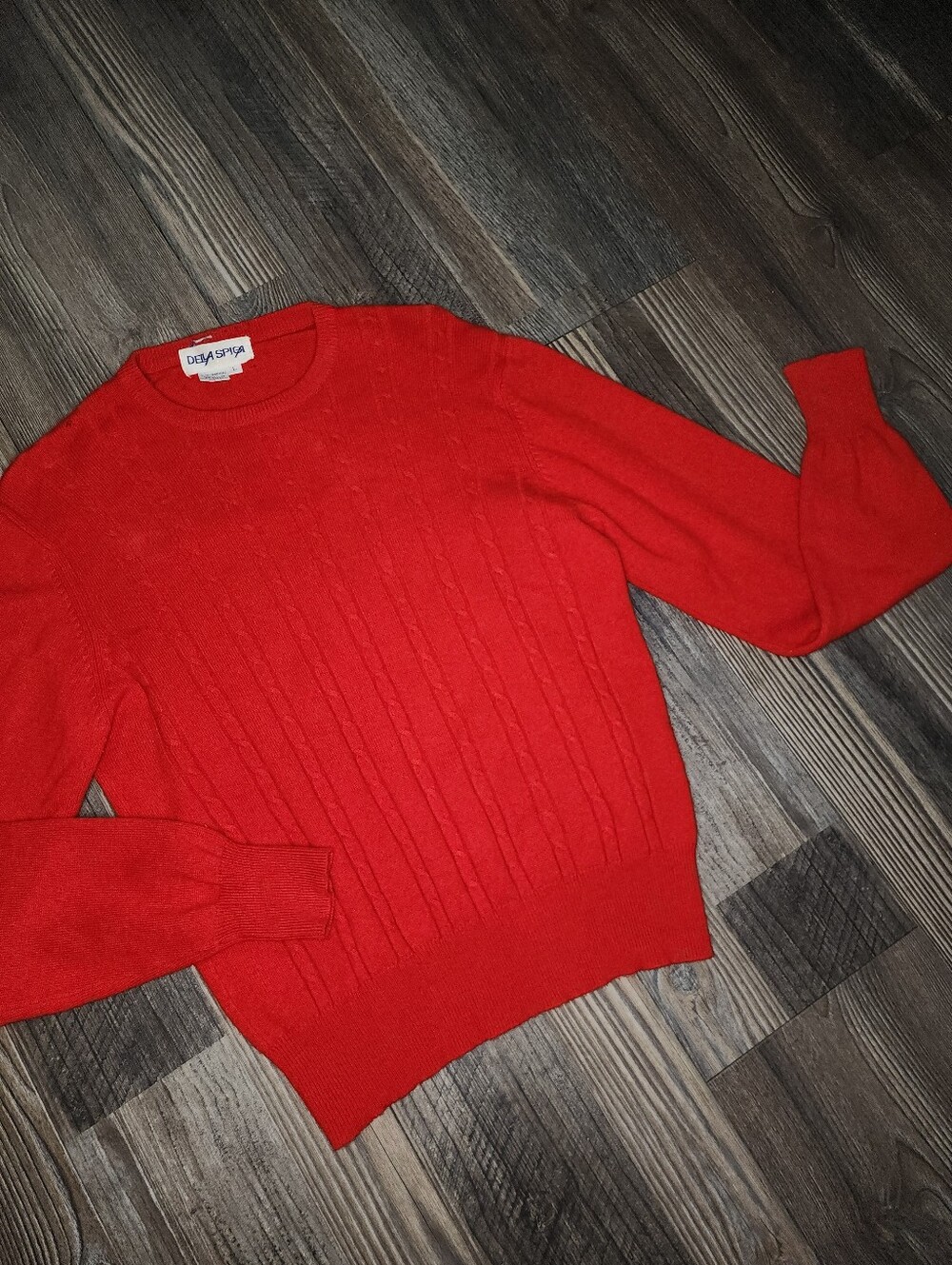 Vintage Della Spiga 100% Cashmere Pullover Sweater Red Contemporary *flaw*